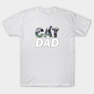 Cat dad - grey cat oil painting word art T-Shirt